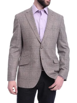 Napoli Slim Fit Brown & Green Plaid Half Canvassed Ormezzano Wool Sportcoat