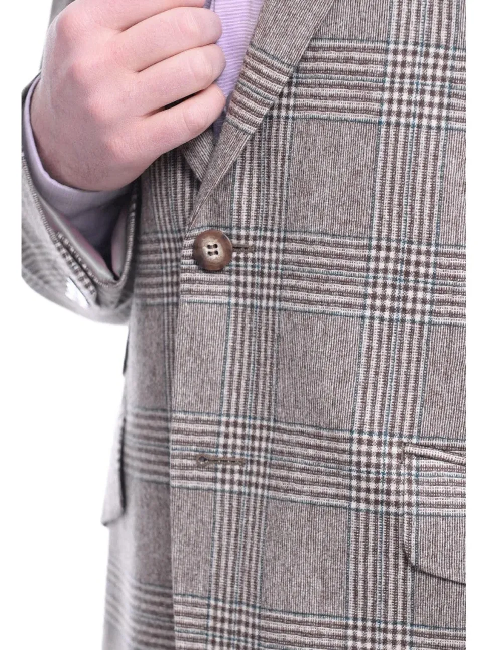 Napoli Slim Fit Brown & Green Plaid Half Canvassed Ormezzano Wool Sportcoat