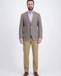 Napoli Slim Fit Brown & Green Plaid Half Canvassed Ormezzano Wool Sportcoat