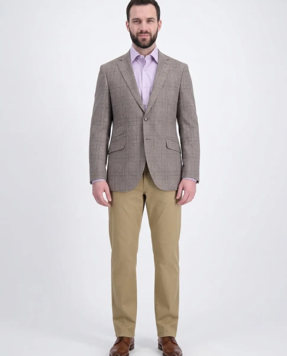 Napoli Slim Fit Brown & Green Plaid Half Canvassed Ormezzano Wool Sportcoat