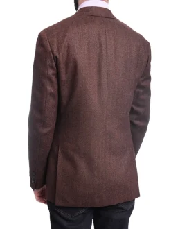 Napoli Slim Fit Brown Herringbone Half Canvassed Loro Piana Wool Sportcoat