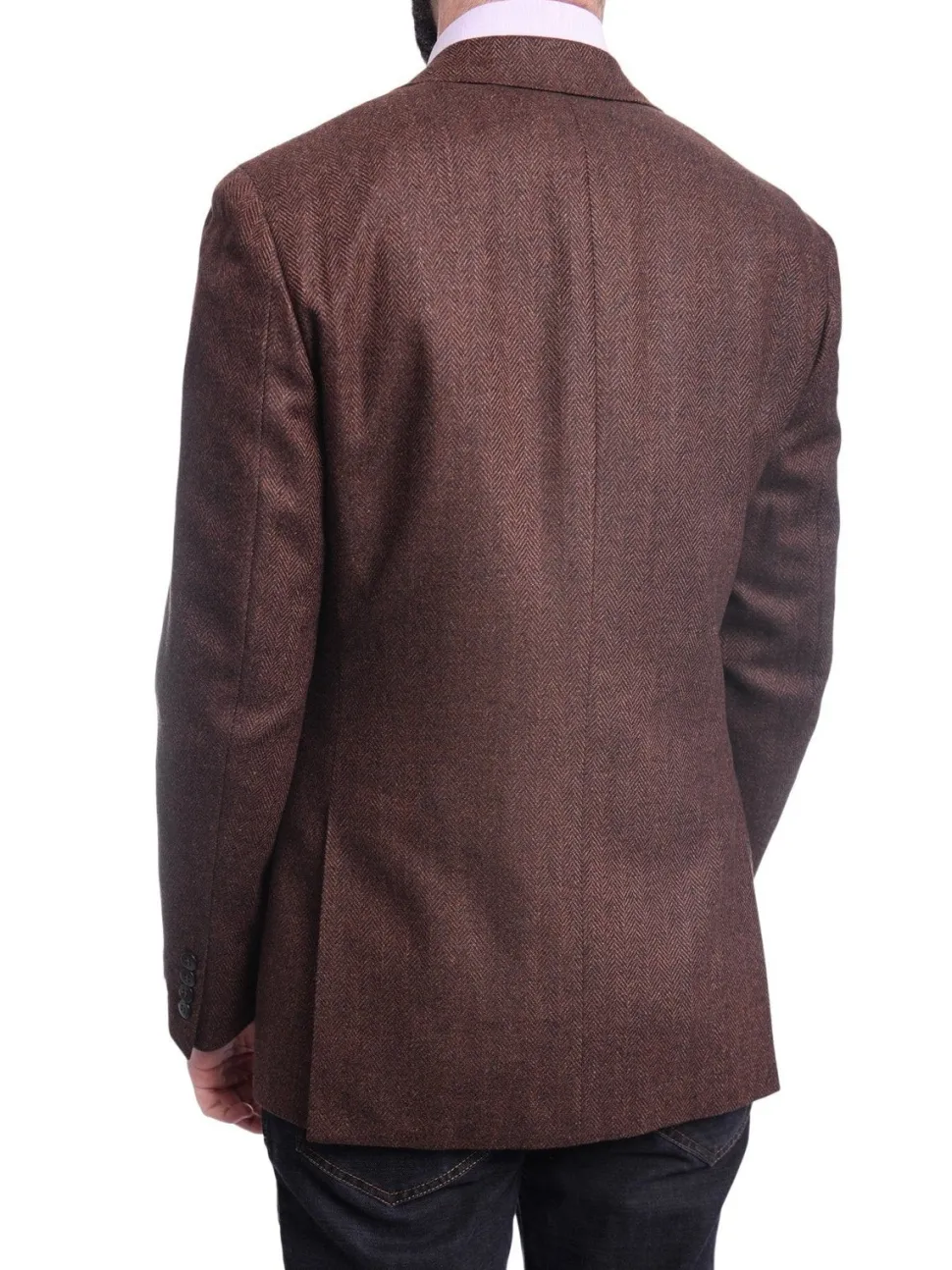 Napoli Slim Fit Brown Herringbone Half Canvassed Loro Piana Wool Sportcoat