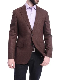 Napoli Slim Fit Brown Herringbone Half Canvassed Loro Piana Wool Sportcoat