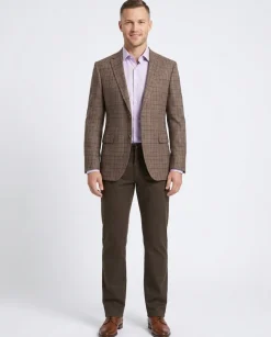 Napoli Slim Fit Brown Plaid Half Canvassed Flannel Wool Cashmere Blend Sportcoat