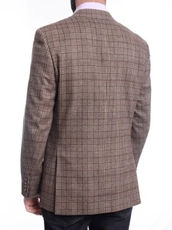 Napoli Slim Fit Brown Plaid Half Canvassed Flannel Wool Cashmere Blend Sportcoat