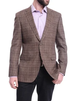 Napoli Slim Fit Brown Plaid Half Canvassed Flannel Wool Cashmere Blend Sportcoat