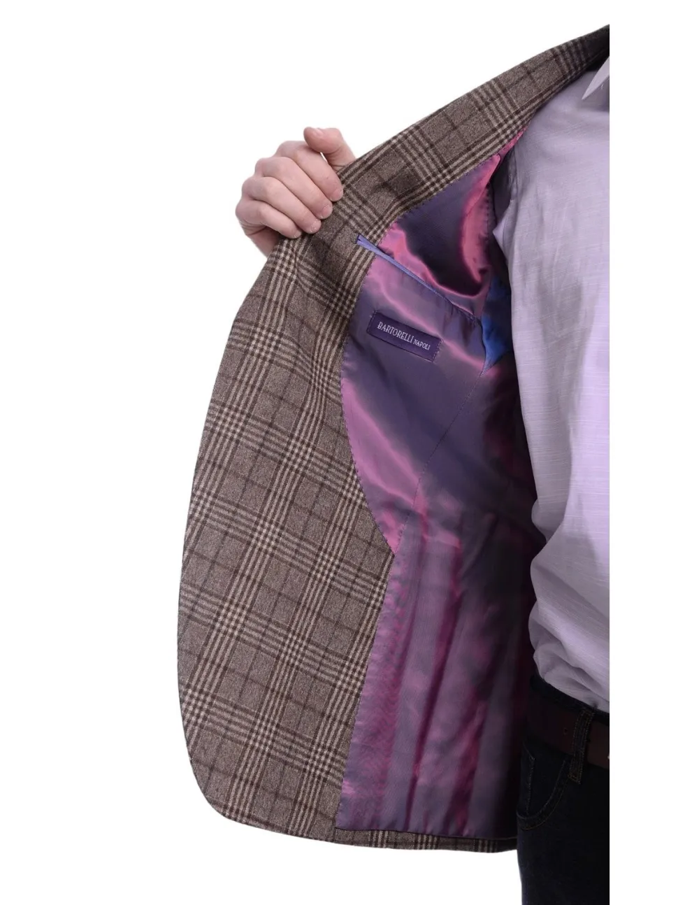 Napoli Slim Fit Brown Plaid Half Canvassed Flannel Wool Cashmere Blend Sportcoat