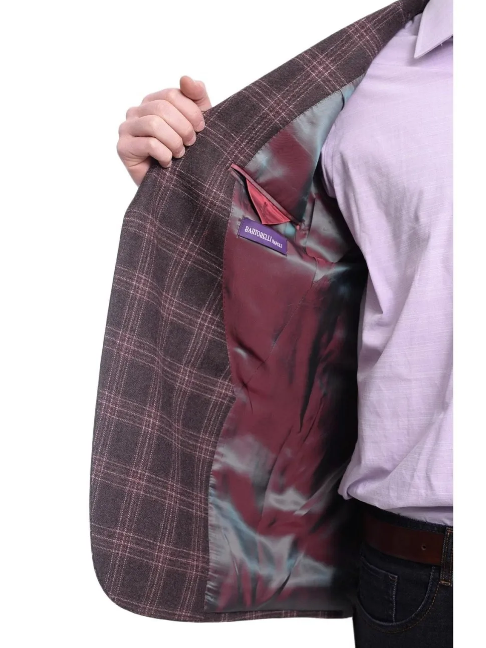 Napoli Slim Fit Brown Plaid Half Canvassed Tallia Deflino Wool Blazer Sportcoat