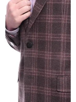 Napoli Slim Fit Brown Plaid Half Canvassed Tallia Deflino Wool Blazer Sportcoat
