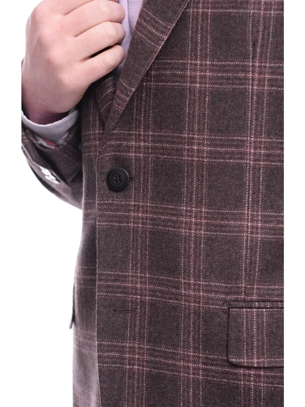 Napoli Slim Fit Brown Plaid Half Canvassed Tallia Deflino Wool Blazer Sportcoat
