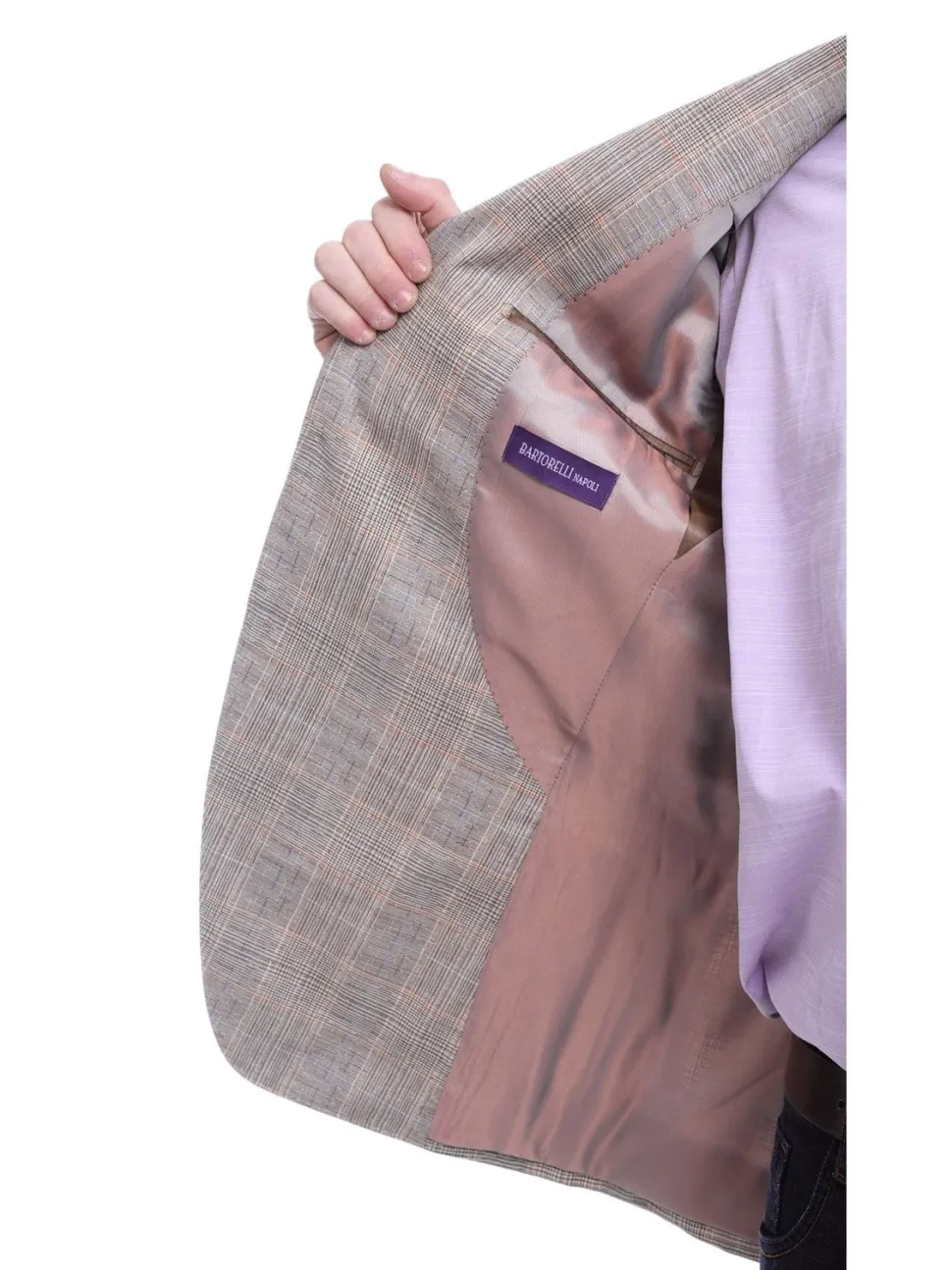Napoli Slim Fit Brown Plaid Half Canvassed Linen Blend Blazer Sportcoat