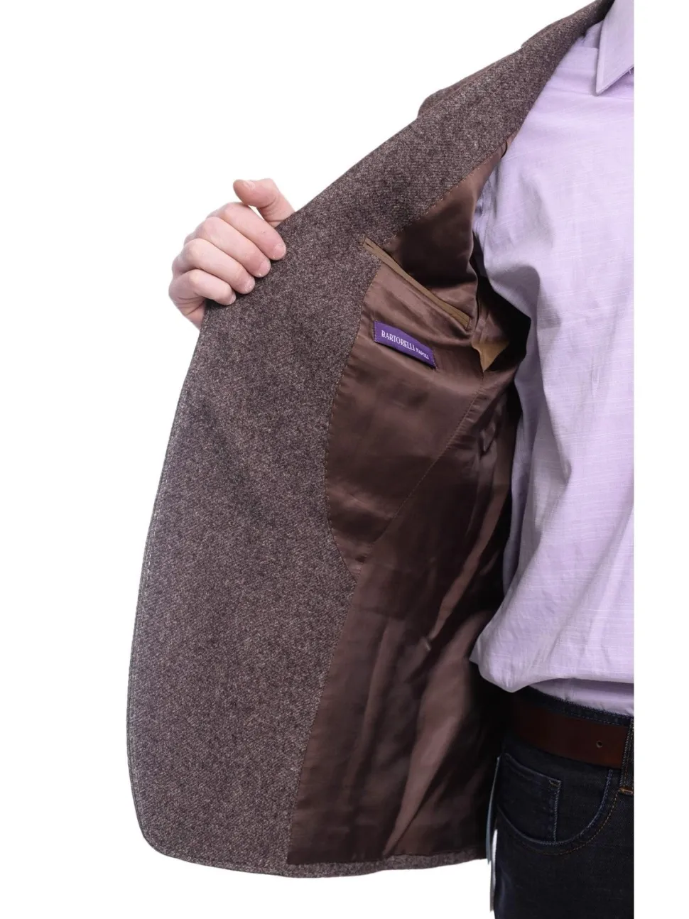 Napoli Slim Fit Brown Textured Two Button Half Canvased Cashmere Blend Blazer Sportcoat