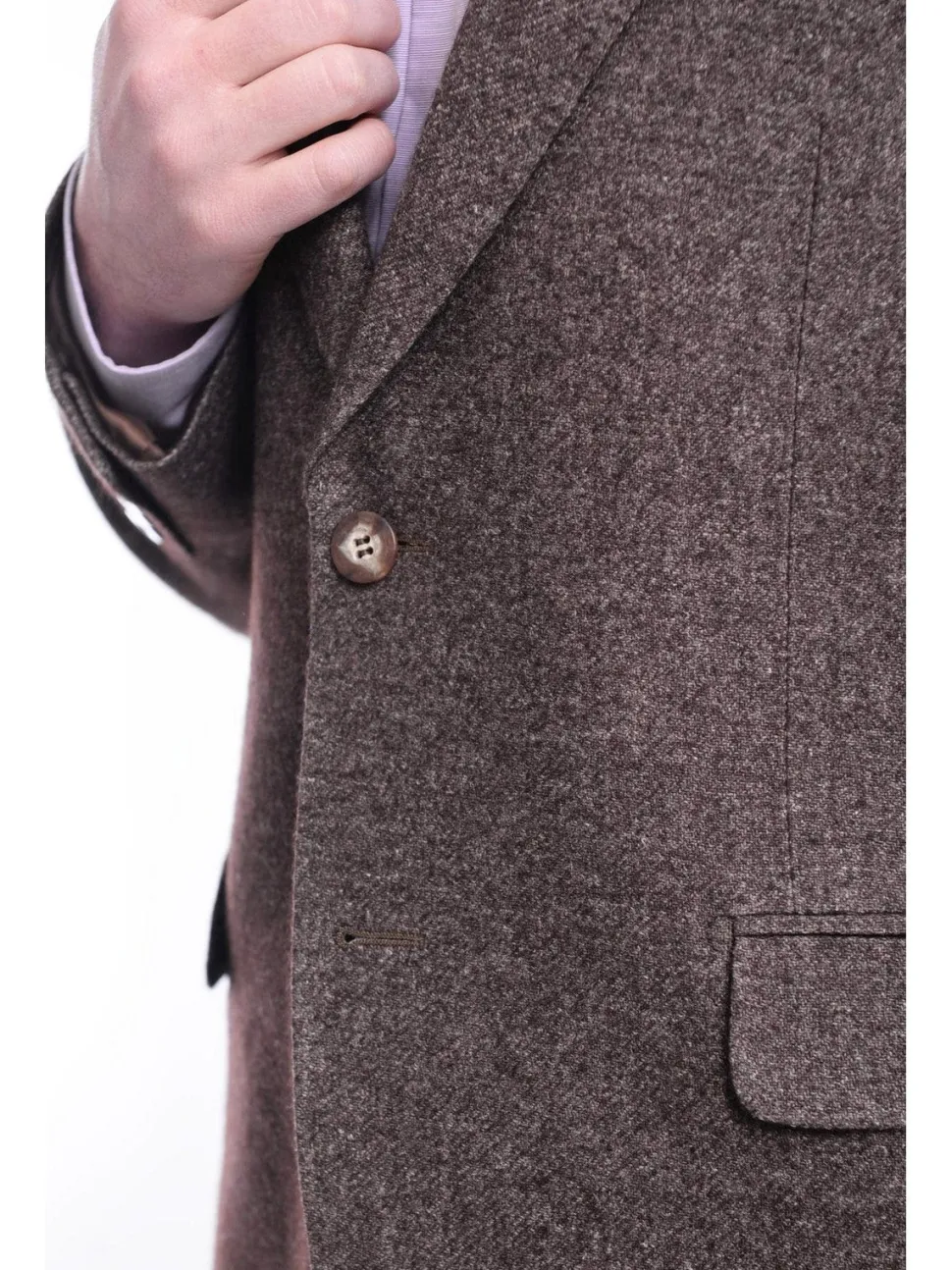 Napoli Slim Fit Brown Textured Two Button Half Canvased Cashmere Blend Blazer Sportcoat