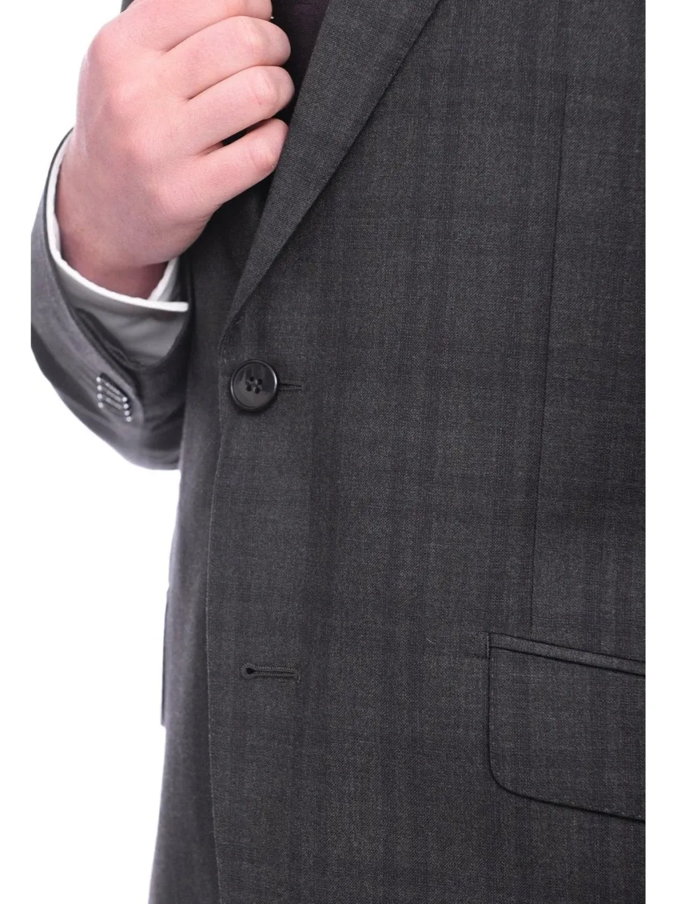 Napoli Slim Fit Charcoal Gray & Purple Plaid Half Canvassed Super 150s Wool Suit