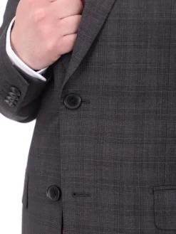 Napoli Slim Fit Charcoal Gray Plaid Half Canvassed Super 150's Wool Suit