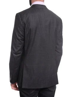 Napoli Slim Fit Gray Check Half Canvassed Super 150s Wool Blazer Sportcoat