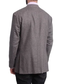 Napoli Slim Fit Gray Herringbone Half Canvassed Cashmere Blazer Sportcoat