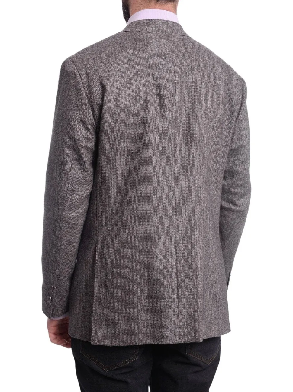 Napoli Slim Fit Gray Herringbone Half Canvassed Cashmere Blazer Sportcoat