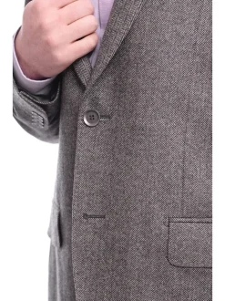 Napoli Slim Fit Gray Herringbone Half Canvassed Cashmere Blazer Sportcoat