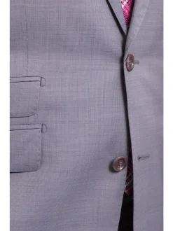 Napoli Slim Fit Light Blue Textured Half Canvassed Two Button Wool Suit