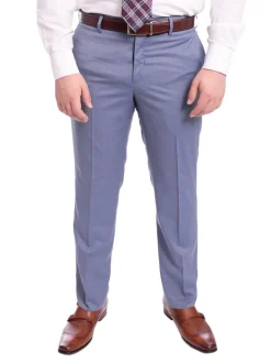 Napoli Slim Fit Light Blue Textured Half Canvassed Two Button Wool Suit