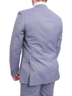 Napoli Slim Fit Light Blue Textured Half Canvassed Two Button Wool Suit