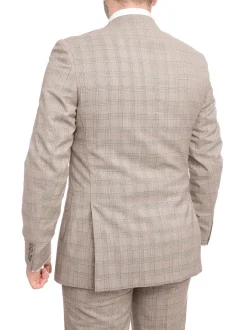 Napoli Slim Fit Light Brown Glen Plaid Half Canvassed Marzotto Wool Suit