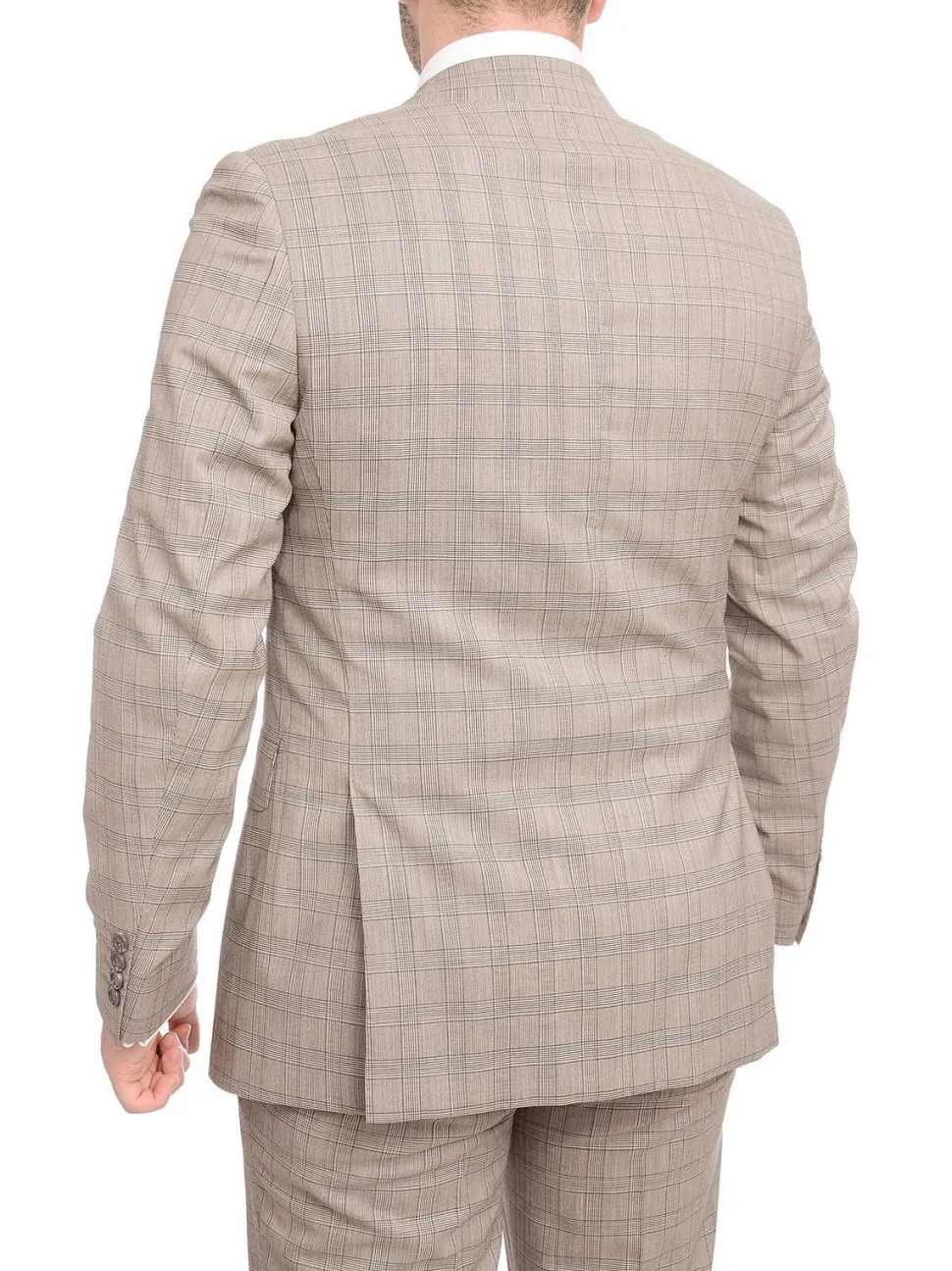 Napoli Slim Fit Light Brown Glen Plaid Half Canvassed Marzotto Wool Suit