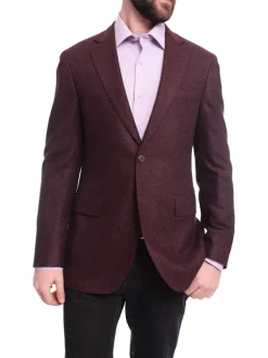 Napoli Slim Fit Maroon Tweed Two Button Half Canvassed Wool Blazer Sportcoat