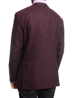 Napoli Slim Fit Maroon Tweed Two Button Half Canvassed Wool Blazer Sportcoat