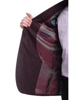 Napoli Slim Fit Maroon Tweed Two Button Half Canvassed Wool Blazer Sportcoat