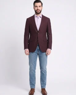 Napoli Slim Fit Maroon Tweed Two Button Half Canvassed Wool Blazer Sportcoat