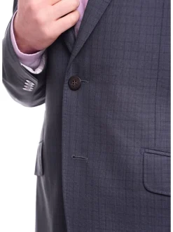 Napoli Slim Fit Navy Blue Check Half Canvassed Zegna Wool Blazer Sportcoat
