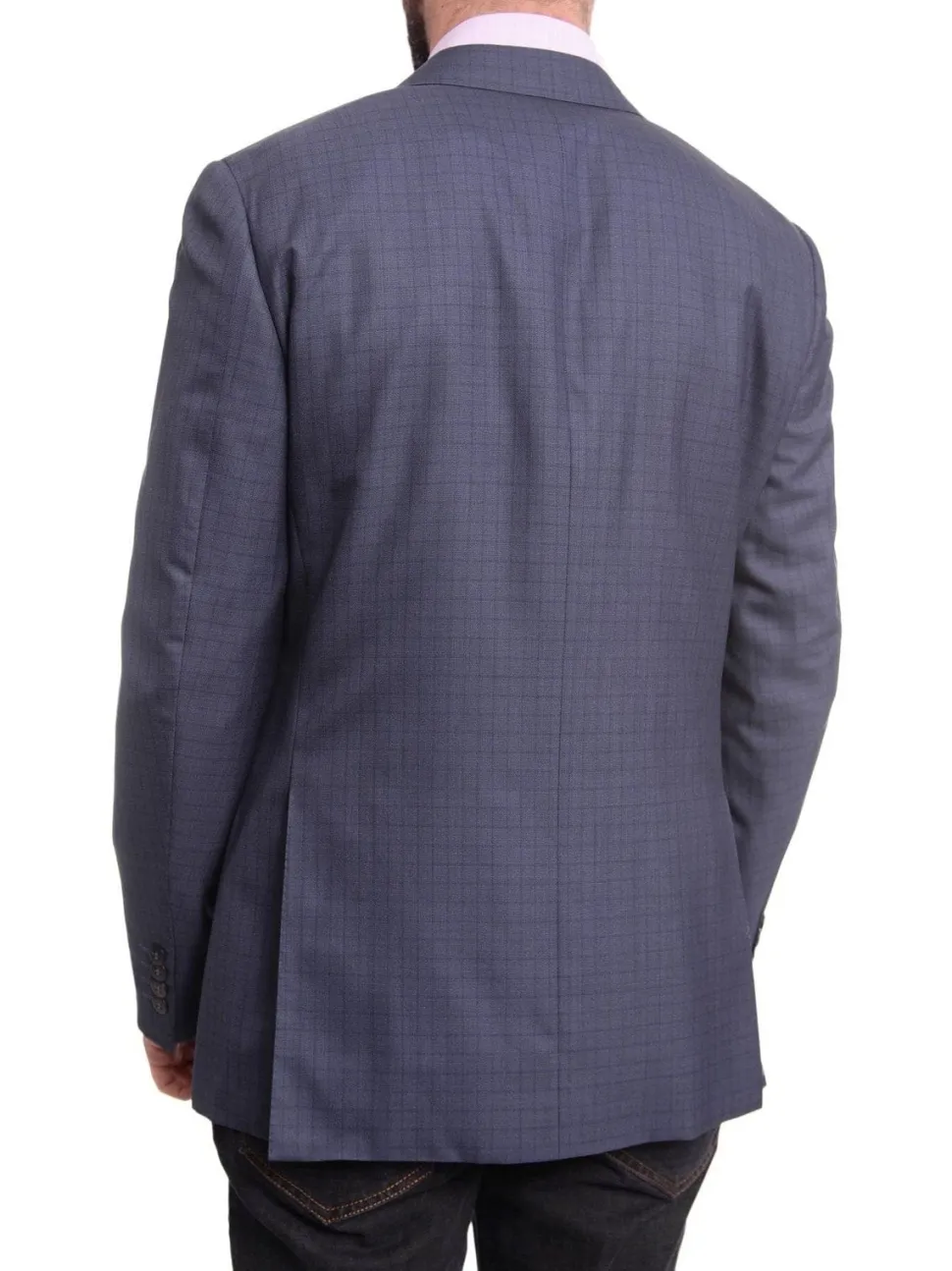 Napoli Slim Fit Navy Blue Check Half Canvassed Zegna Wool Blazer Sportcoat