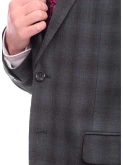Napoli Slim Fit Navy Blue Glen Plaid Two Button Half Canvassed Reda Wool Suit