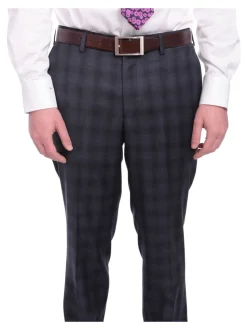 Napoli Slim Fit Navy Blue Glen Plaid Two Button Half Canvassed Reda Wool Suit