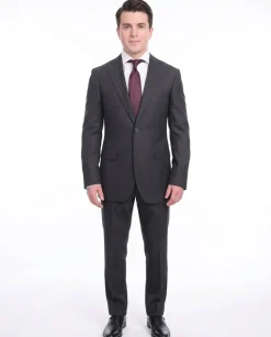 Napoli Slim Fit Navy Blue Herringbone Two Button Zegna Wool & Silk Blend Suit