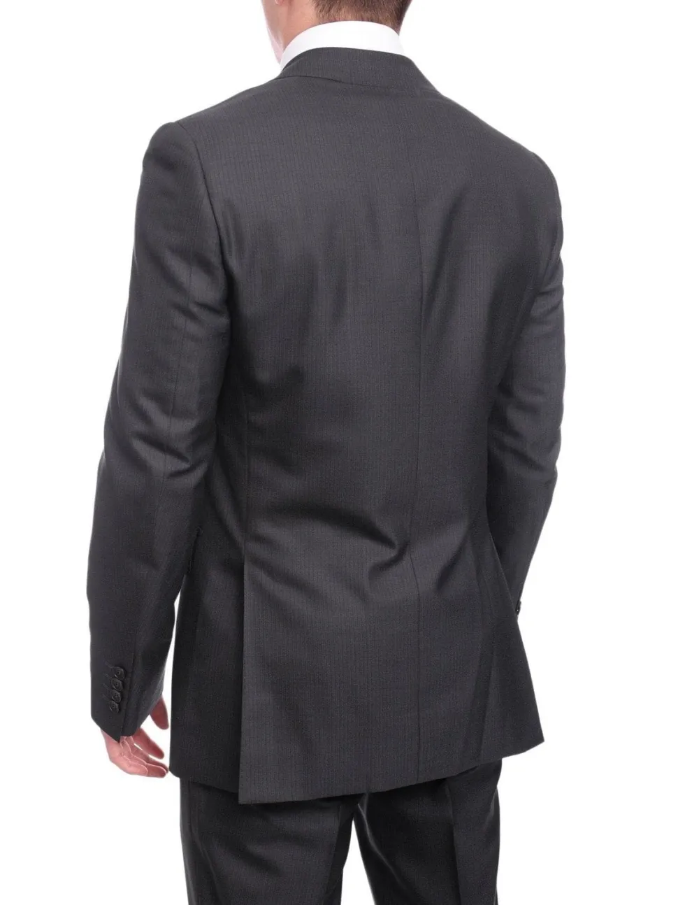 Napoli Slim Fit Navy Blue Herringbone Two Button Zegna Wool & Silk Blend Suit