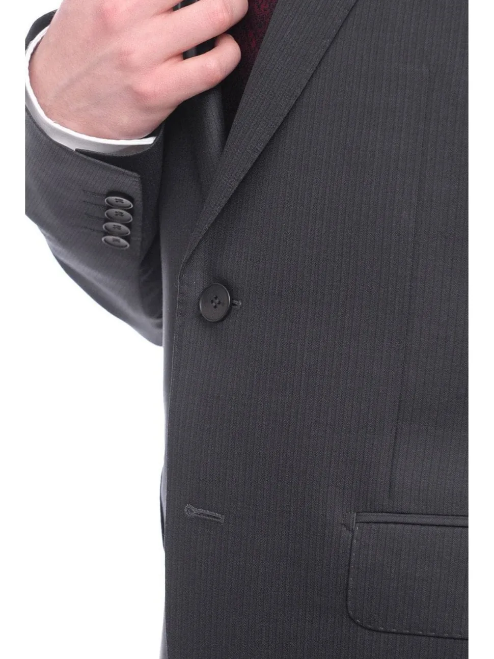Napoli Slim Fit Navy Blue Herringbone Two Button Zegna Wool & Silk Blend Suit
