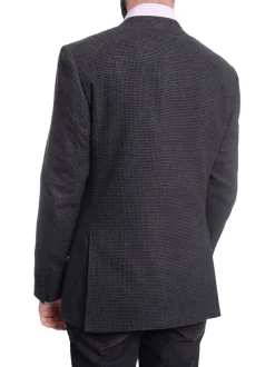 Napoli Slim Fit Navy Blue Houndstooth Half Canvassed Zegna Wool Blazer Sportcoat