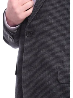 Napoli Slim Fit Navy Blue Houndstooth Half Canvassed Zegna Wool Blazer Sportcoat