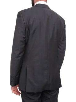 Napoli Slim Fit Navy Blue Plaid Half Canvassed Marzotto Wool Suit Slanted Pocket