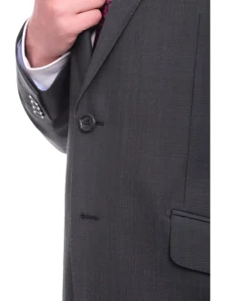 Napoli Slim Fit Navy Blue Plaid Half Canvassed Marzotto Wool Suit Slanted Pocket