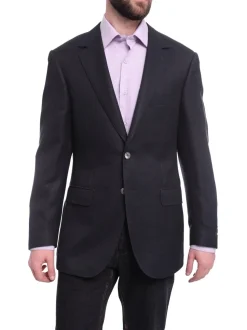 Napoli Slim Fit Navy Textured Half Canvassed Wool Silk Linen Blazer Sportcoat