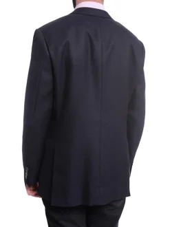 Napoli Slim Fit Navy Textured Half Canvassed Wool Silk Linen Blazer Sportcoat