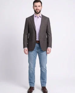Napoli Slim Fit Purple Textured Two Button Half Canvassed Wool Blazer Sportcoat