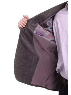 Napoli Slim Fit Purple Textured Two Button Half Canvassed Wool Blazer Sportcoat
