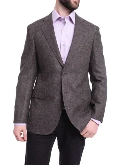 Napoli Slim Fit Purple Textured Two Button Half Canvassed Wool Blazer Sportcoat