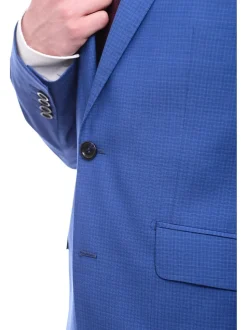 Napoli Slim Fit Royale Blue Check Two Button Half Canvassed Wool Suit
