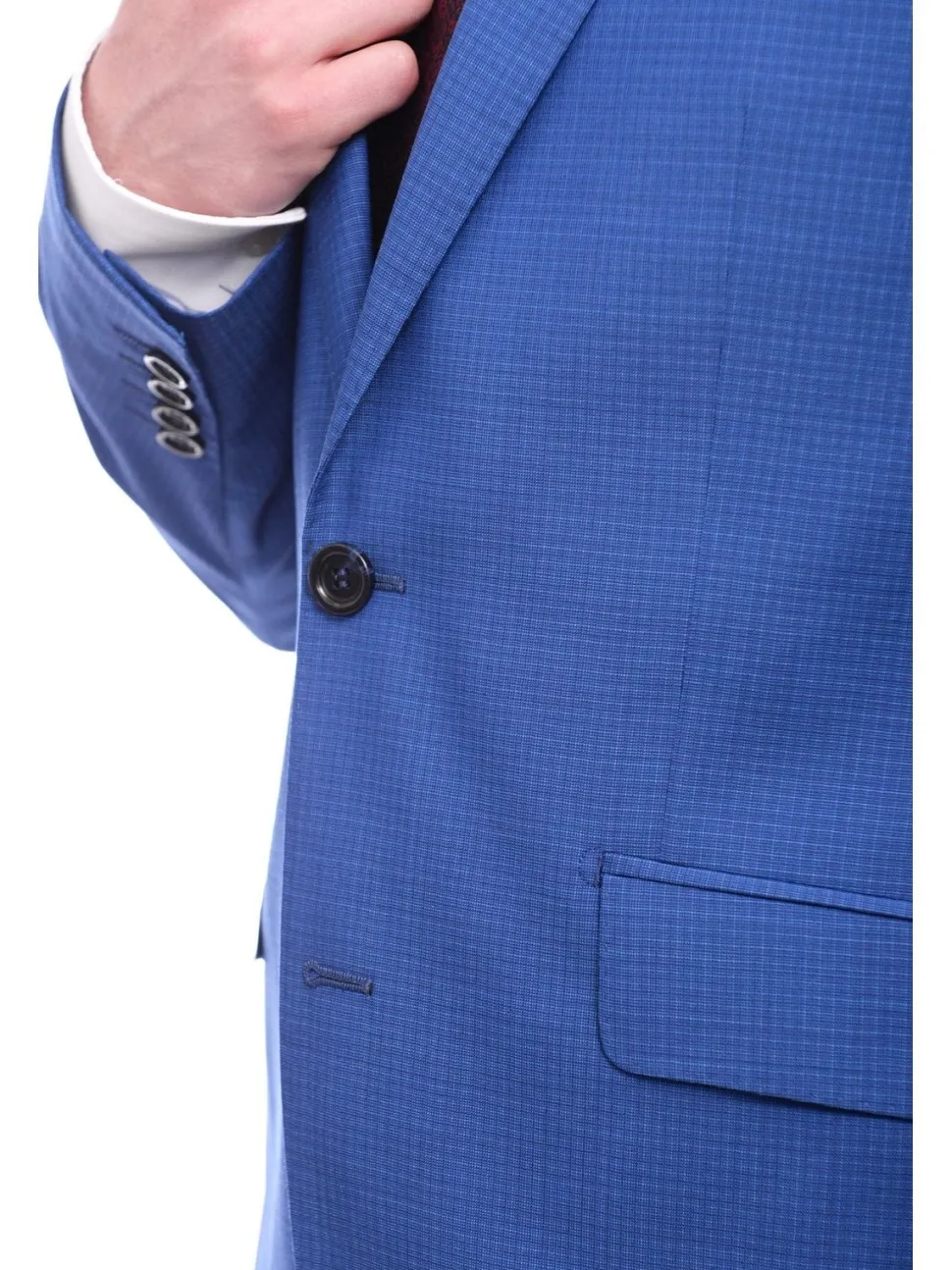 Napoli Slim Fit Royale Blue Check Two Button Half Canvassed Wool Suit
